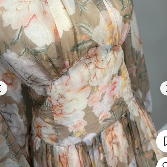 For Love & Lemons Women's O.P.T Floral Long Sleeve A-line Dress Size Medium - Picture 14 of 16